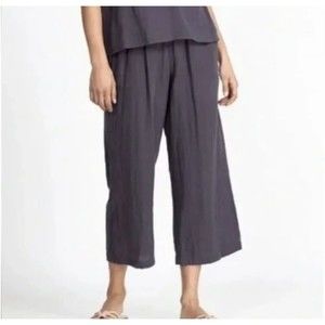 Calme Johnny Was Graphite Gauze Crop Drawstring Wide Leg Pull-On Pants Sz M
